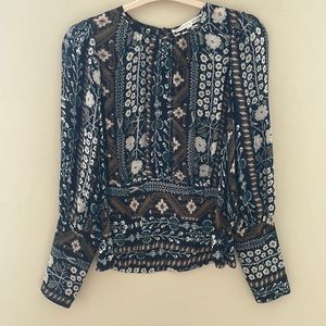 Veronica Beard || Anouk Mutton Sleeve Blouse Patterned 8 100% Silk